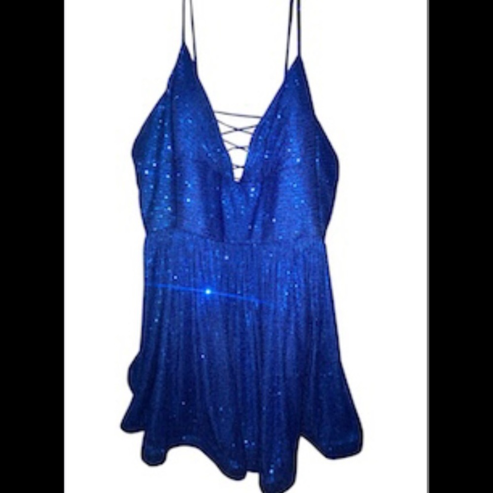 Sparkling Blue Spaghetti Strap homecoming dress/ it was only wore for a few hrs!